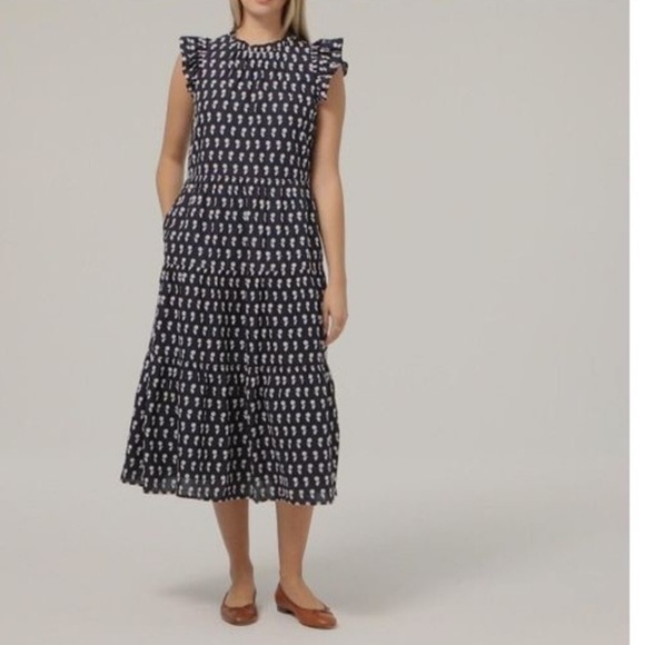 J. Crew Tiered Cotton Voile Dress in Floating Sunflowers - Picture 4 of 6